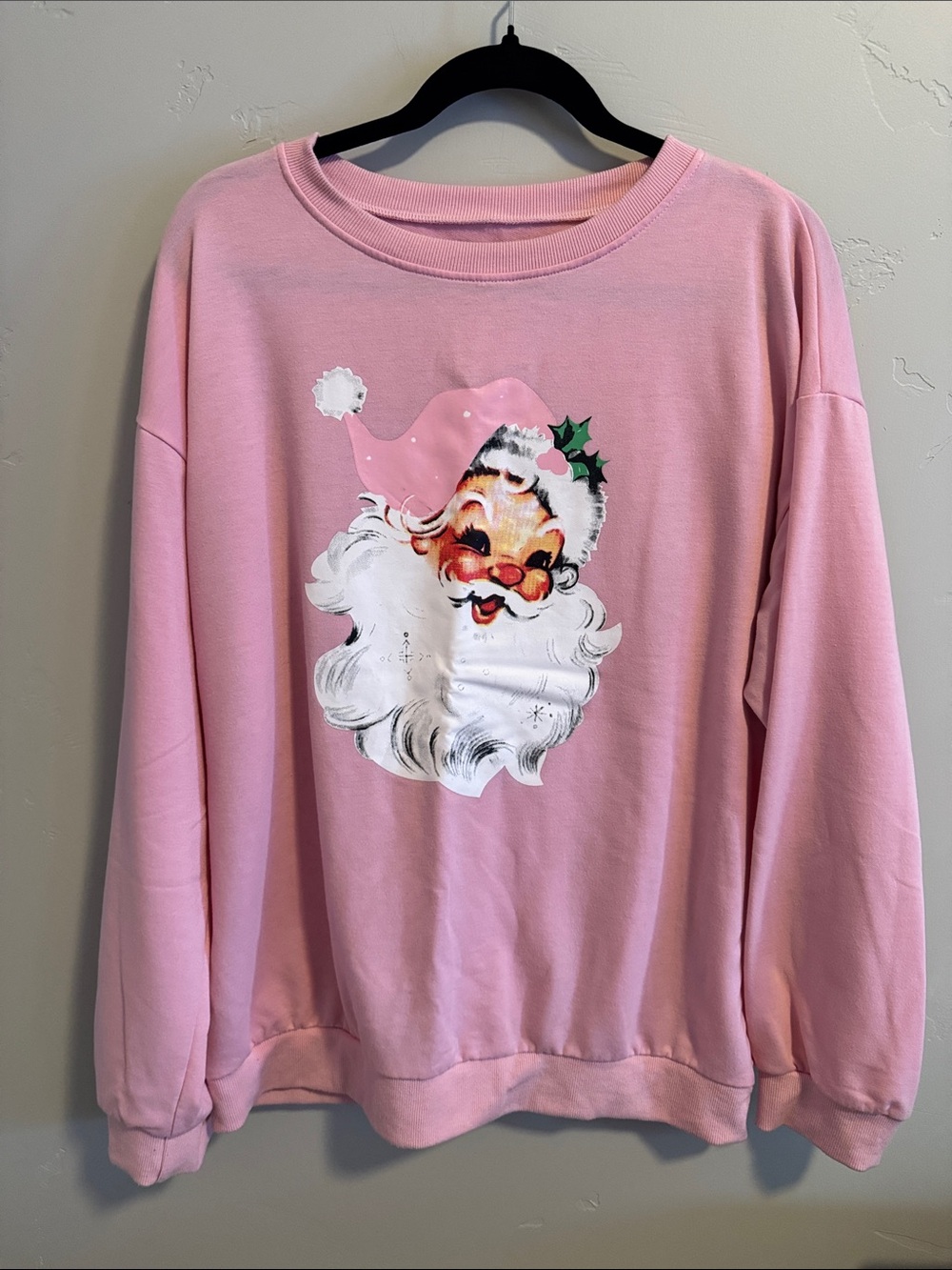 Santa Claus pink crewneck french terrycloth sweatshirt